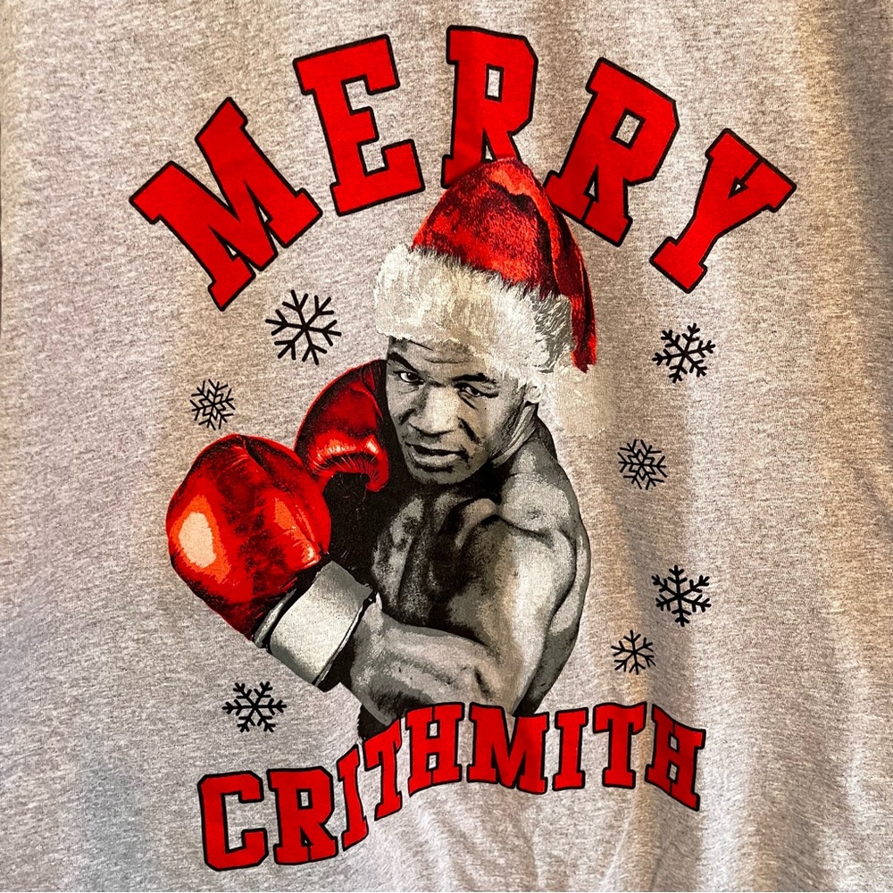 XL Men's Mike Tyson Merry Crithmith Shirt Official Graphic Print Xmas Christmas